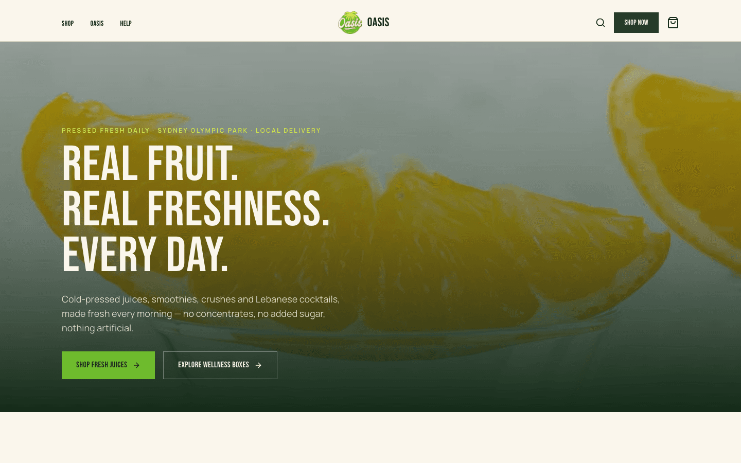 Oasis, Fresh Juice & Salads website